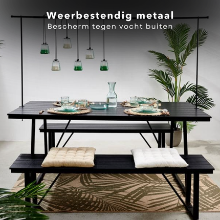 Cheqo® Tafelklem - Tafelstang Zwart Metaal - Tafeldecoratie - Feestdecoratie - Binnen en Buitengebruik - Verstelbare Tafelklem - Decoratieframe Binnen Buiten