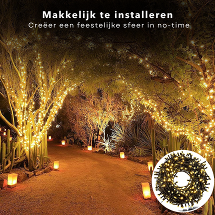 Cheqo® Kerstverlichting - Kerstboomverlichting - Kerstlampjes - Sfeerverlichting - LED Verlichting - Voor Binnen en Buiten - Tuinverlichting - Feestverlichting - Lichtsnoer - Microcluster - 700 LED's - 14M - Warm Wit - Timer - 8 Lichtfuncties Kerstboomverlichting