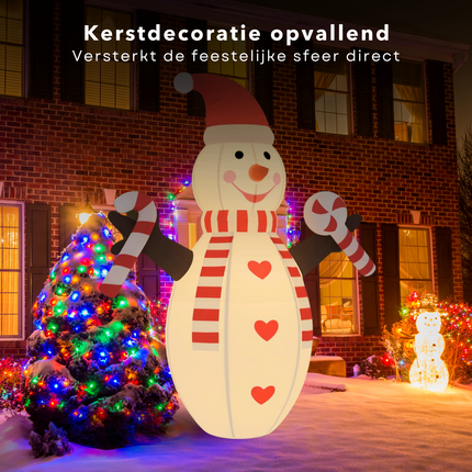 Cheqo® Opblaasbare Sneeuwpop - Sneeuwpop Opblaasbaar - Sneeuwman - 630 cm - Kerstdecoratie Tuin - Oxford Stof