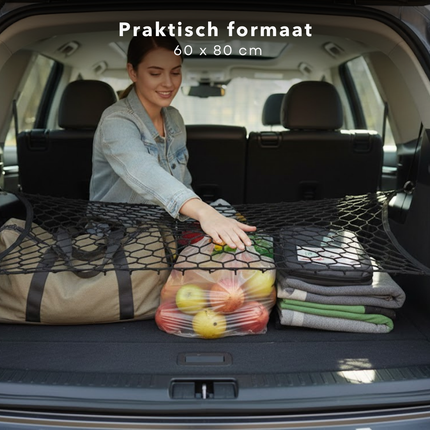 Cheqo® Bagagenet Auto - Kofferbaknet - Bagagenet - Veiligheidsnet Auto - Autonet - Cargo Net Auto - Opbergnet Auto - Elastisch Bagagenet - Universeel Bagagenet Auto