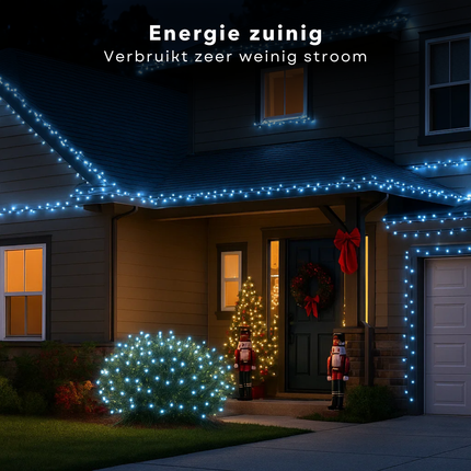 Cheqo® Microcluster Kerstverlichting - Kerstlampjes - Kerstboomverlichting - 560 LED Lampjes - 11 Meter Lichtsnoer - Koelwit Licht - Binnen en Buiten Gebruik - 8 Lichtfuncties - Lichtfuncties met Geheugen - Timer Functie - IP44 Adapter