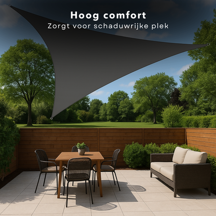 Cheqo® Schaduwdoek Driehoek - Schaduw Doek - Zonnescherm - Donkergrijs - UV-Beschermend - UPF 50+ - 100% Polyester - Zware Kwaliteit