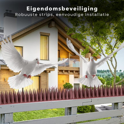 Cheqo® Anti-Klim Strips - Anti-Inbraakstrips - Flexibele Kunststof Strips - 4 Stuks - 50 x 10 x 2,5 cm - Bruin - Tegen Dieven - Dieren - Katten - Vogels - Duivenwering - Vogelwering - Kattenverjager - Vogelpinnen - Balkon - Kunststof - Tuinbeveiliging Antiklimstrips