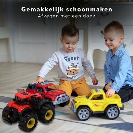 Cheqo® Speelgoedtractor - Speelgoed Tractor - Rood/Zwart - 15 cm - Licht en Geluid - Kunststof