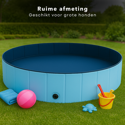 Cheqo® XXL Honden Zwembad - Hondenzwembad Opvouwbaar - Opzetzwembad Huisdier - Hondenbad - Dierenbad - Bad Voor Grote Honden - Blauw