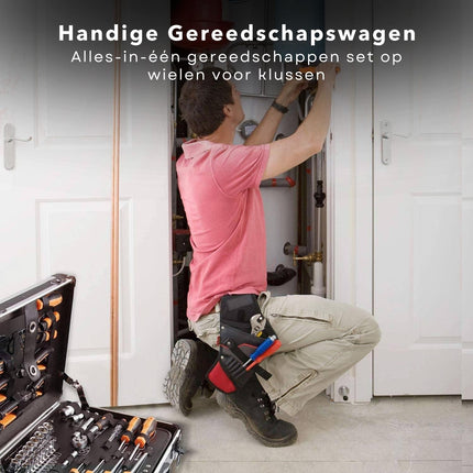 Cheqo® Gereedschapskoffer - 88 Delig - met Wielen - Complete Gereedschaps Set - Gereedschapskist - Handgereedschap - Gereedschapskoffer Gevuld - Gemakkelijk te Vervoeren - Gereedschapsset Gereedschapskoffers