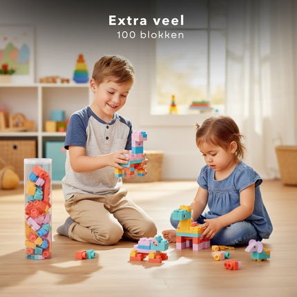 Cheqo® Grote Bouwblokken - Zachte Bouwblokken - Soft Blocks - Bouwblokken XXL - Bouwblokken Set - Bouwblokken 100 Stuks