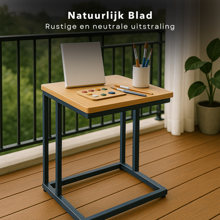 Cheqo® Bijzettafel - Bedtafel - Laptoptafel - Banktafel - Bijzettafeltje - Salontafel - Bijzet Tafel - Metaal - Marmeren MDF Tafelblad - Kleine Moderne Tafel - Hout