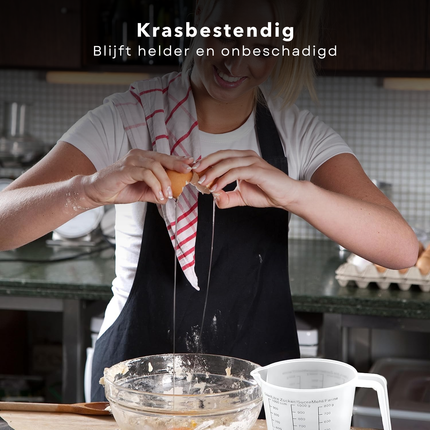 Cheqo® Transparante Maatbeker 1L - Maatkan - Handig voor Bakken - Kunststof Keukenmaatbeker