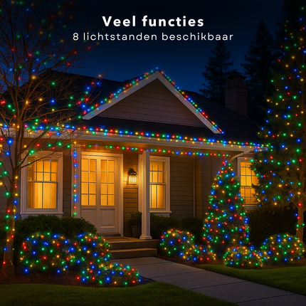 Cheqo® Microcluster Kerstverlichting - Kerstlampjes - Kerstboomverlichting - 560 LED Lampjes - Soft Multi Colour - Veelkleurige Verlichting - 8 Lichtfuncties - Geheugenfunctie - Timer 8 Uur - 11 Meter Lengte - Geschikt voor 180 CM Kerstboom