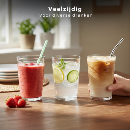 Cheqo® Drinkglazen - Drinkglazen Set - Waterglazen - Waterglazen Set - Drinkglas - Waterglas - Limonadeglazen - Frisdrankglazen - Sapglazen - Theeglazen - Tumbler Glazen - Glazen Set - Transparante Drinkglazen