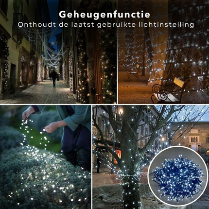 Maxi Cluster Kerstverlichting - 800 Led - 12M - Wit - Timer - Lichtfuncties - Geheugen - Buiten Kerst