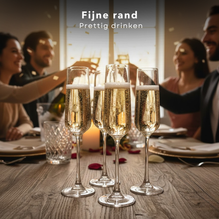 Cheqo® Champagneglazen - Champagne Glazen - Champagneglas - Champagne Flutes - Champagne Flute Glazen - Champagnefluiten - Flute Glazen - Fluitglas - Fluitglazen - Prosecco Glazen - Cava Glazen