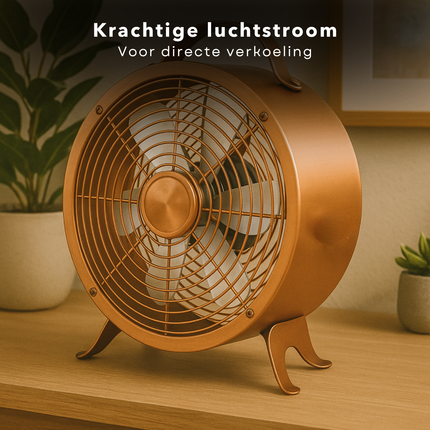 Cheqo® Tafelventilator - Tafel Ventilator - Ventilator voor Bureau of Tafel - Airco Alternatief - Fan - Koper - 2 Snelheden - Modern Design - Met Handvat