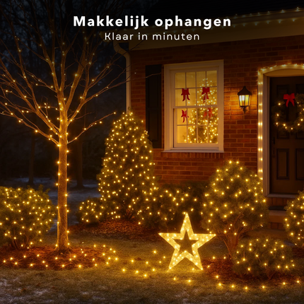 Cheqo® LED Verlichting - 40 LED Lampjes - Warm Wit - Lichtfuncties - Timer Functie - Kerstboomverlichting Transparant Snoer - Binnen En Buiten - IP44 Adapter - Kerstverlichting - Lichtslinger - Sfeerverlichting - Kerstlampjes