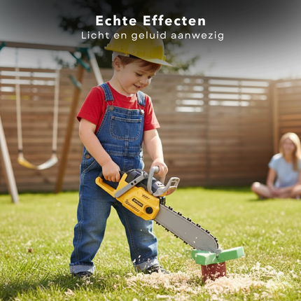 Cheqo® Speelgoed Kettingzaag - Met Licht En Geluid - Werkt Op Batterijen - ABS Materiaal - Speelgoed Gereedschap - Rollenspel Accessoires - Cadeau Voor Kinderen - Speelgoed Zaag - Kettingzaag Speelgoed