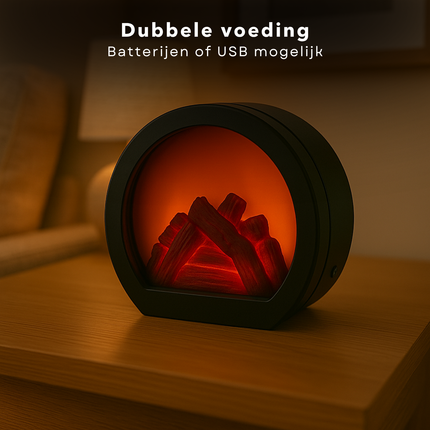 Cheqo® LED Sfeerhaard - Decoratieve LED Openhaard - LED Haard Elektrisch - Kunststof - USB - Rond