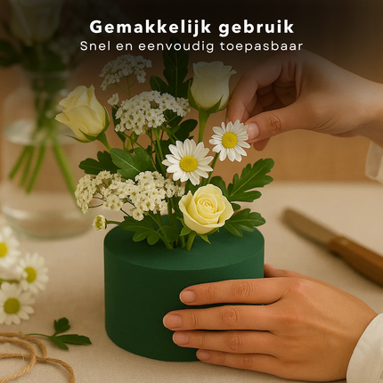 Cheqo® Rond Steekschuim - Groen Steekschuim - Nat Steekschuim - Steekschuim Voor Bloemen - Bloemstukje Maken - Kerststukje Maken - Paasstukje Maken - Bloemisten Spullen - Steekschuim Voor Echte Bloemen