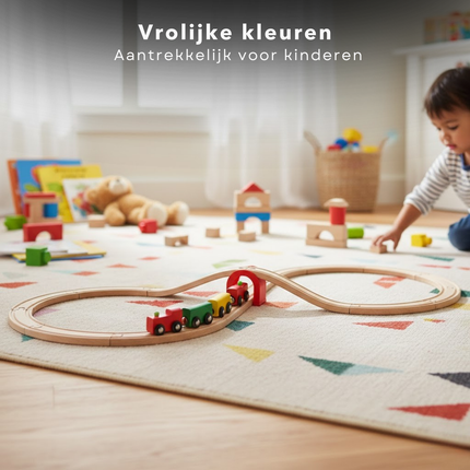 Cheqo® Houten Treinbaan - Houten Treinset - Treinbaan - Treinset - Houten Treinbaan Set - Treinbaan met Trein - Treinbaan met Accessoires - Treinset 20 Delig - Treinbaan Vanaf 18 Maanden