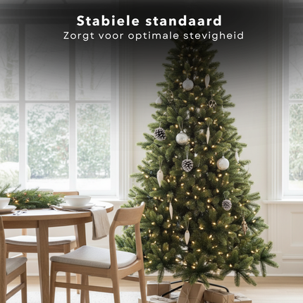 Cheqo® Kunstkerstboom - Nagoya Kerstboom - Levensechte Takjes - PE Materiaal - Natuurlijke Look - Scharnierconstructie - Takken Modelleren - Klassieke Uitstraling - Volle Kerstboom - 922 Takken - Groene Kerstboom