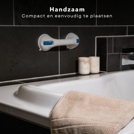 Cheqo® Badgreep Met Zuignappen - Douchegreep - Veiligheidsgreep - Veiligheidssteun Douche - Antislip Handgreep Bad - Kunststof