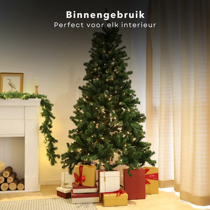 Cheqo® Kerstboom - Kunstkerstboom PVC - Halve Boom 210 cm - Ruimtebesparend - Inclusief Standaard