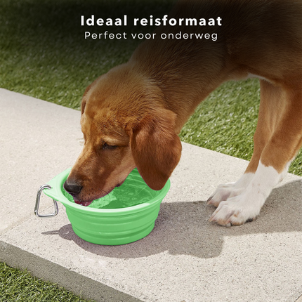 Cheqo® Opvouwbare Voerbak - Voerbak Onderweg - Drinkbak Opvouwbaar - Draagbare Voerbak - Siliconen Hondenvoerbak - Compact en Draagbaar - Ideaal voor Reizen