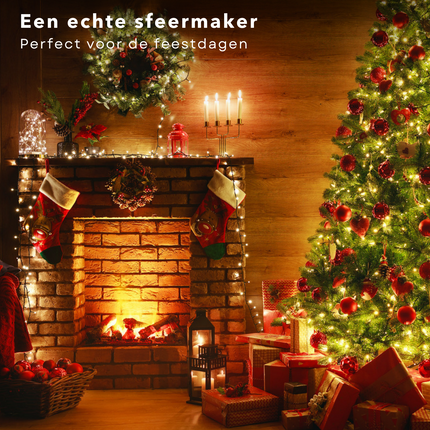 Cheqo® Kerstverlichting - Kerstboomverlichting - Kerstlampjes - 9 Meter - 120 LED Lampjes - Warm Wit - Binnen en Buiten - Tuin Decoratie