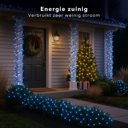 Cheqo® Microcluster Kerstverlichting - Kerstlampjes - Kerstboomverlichting - 700 LED Lampjes - 14 Meter Lengte - Wit Licht - Timer Functie - Lichtfuncties - Geheugen Functie - Buitenverlichting Kerst