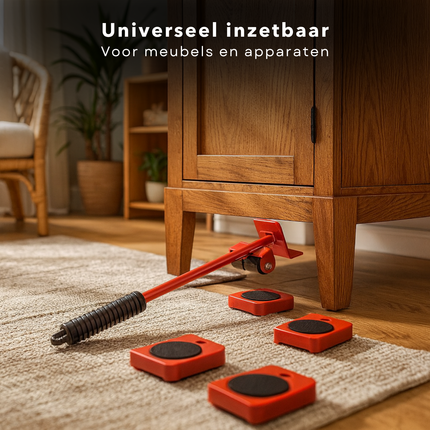 Cheqo® Meubelverplaatser - Til- En Verplaatshulp - Meubels Verplaatsen - Zware Dozen Tillen - Draagvermogen 180 KG - Hevelstang - Meubelrollers - Verplaatsing Van Wasmachines - Wieltrolleys - Verplaatsgemak - Meubeltransporter