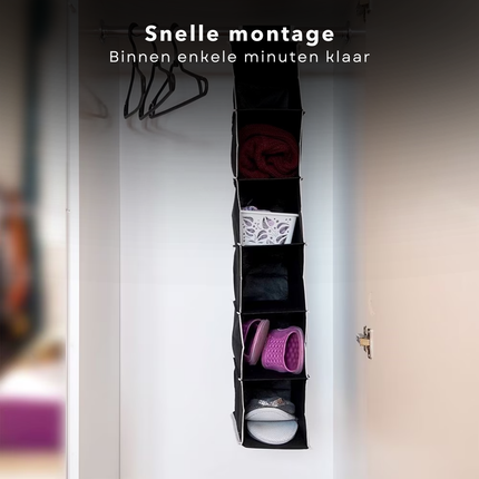 Cheqo® Kledingkast Organiser - Camping Kast Organizer - Hangorganizer - Tentorganizer 5 Vaks - Opvouwbare Opbergkast voor Caravan - Hangende Opbergzak Camping - Hangend Opbergysteem - Kledingkast - Smal