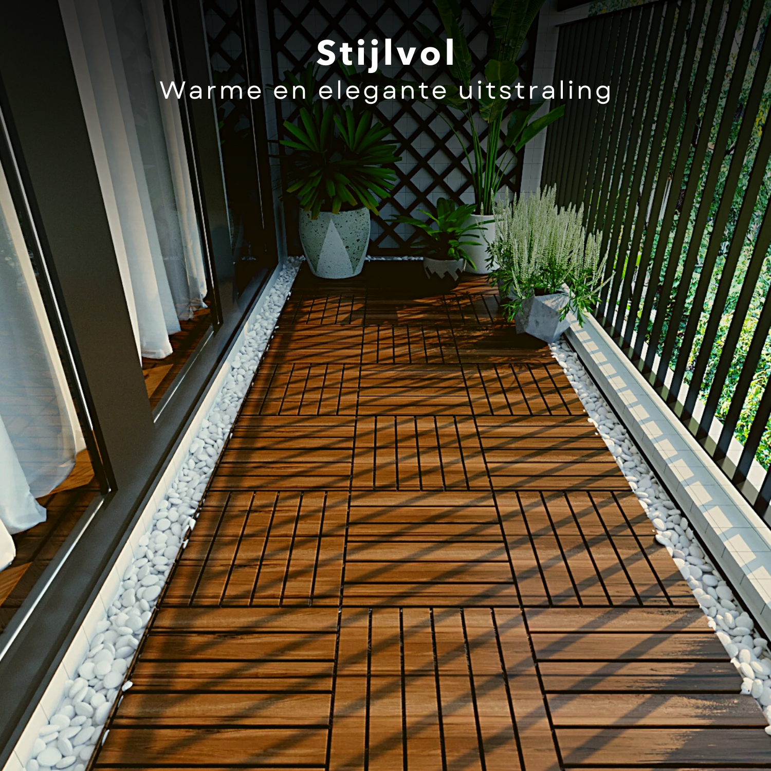 Cheqo® Acacia Houten Terrastegels - Mozaïek - 30x30 cm - 9 stuks - 0 Cheqo® Acacia Houten Terrastegels - Mozaïek - 30x30 cm - 9 stuks - 0