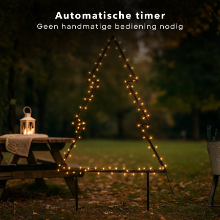 Cheqo® Led Kerstboom - Tuin Kerst Decoratie - Warm Wit - 175 Leds - 8 Lichtfuncties - Automatische Timer - Buitenverlichting - Decoratieve Verlichting - Kerstverlichting - Kerstdecoratie - Tuin Kerstboom Prikspot