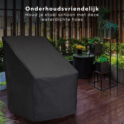 Cheqo® Waterdichte Tuinstoelhoes - Beschermhoes voor Buitenmeubilair - Trekkoord - 66 x 66 x 107 cm - Afdekhoes - Beschermhoes Tuinset - Tuinsetbescherming - Waterdicht - UV Bestendig - Extra Sterk - Stoelhoezen tuinmeubelhoezen