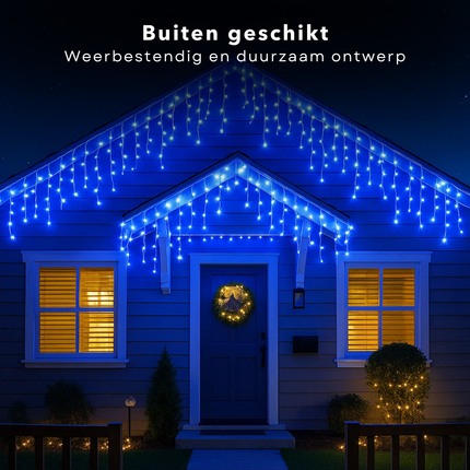 Cheqo® Ijspegel Verlichting - Ijspegelverlichting Buiten - Kerstverlichting Buiten - 180 LED - Wit Licht - Koelwit - Transparant Snoer - 6 Meter Lengte - 3 Meter Aansluitsnoer - IP44 Adapter - Geschikt voor Buiten - 8 Lichtfuncties met Timer