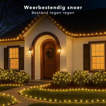 Cheqo® Kerstverlichting - Kerstlampjes - Kerstboomverlichting voor Buiten - Kerstboomverlichting Binnen - 120 LED Lampjes - Warm Wit Licht - LED Lichtsnoer - IP44 Waterdicht - 9 Meter Lengte - Groene Kabel - Energiezuinig