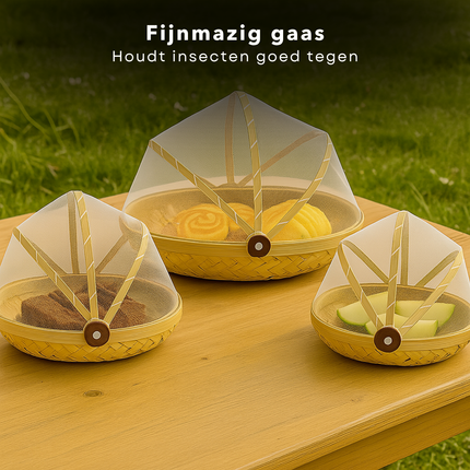 Cheqo® Vliegenkap Set - Vliegenhoes - Vliegenverjager - Foodcover - Insectenbescherming -  Voedselbescherming - Ronde Vliegenkap - 3 Stuks