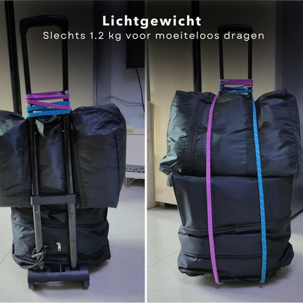 Cheqo® Opvouwbare Steekwagen - Transporttrolley met Handige Bagagespin - Lichtgewicht en Sterk - Draagvermogen tot 30 kg - Metaal en Kunststof - Telescopisch Handvat - Gewicht van 1.2 KG - Kunststof Wielen - Transportwagen - Verhuiswagen - Steekkar Steekwagen
