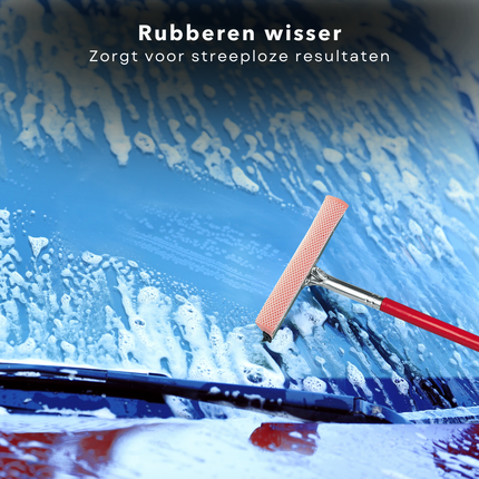 Cheqo® Raamtrekker Met Spons - Raamwisser - Raamwasser Auto - Autoruit Schoonmaken - Voor Ramen Schoonmaken