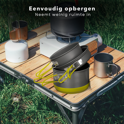 Cheqo® Klapbare Bamboe Campingtafel - Inklapbare Camping Tafel - Balkontafel - Tuintafel - Lichtgewicht en Opvouwbaar - Aluminium Frame