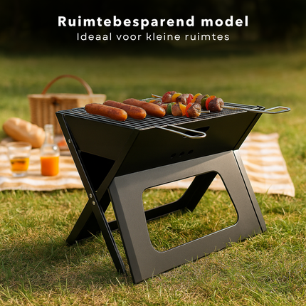 Cheqo® Draagbare Houtskoolbarbecue - Tafelbarbecue - Tafel BBQ Houtskool Barbecue Draagbaar - Camping BBQ - Staal