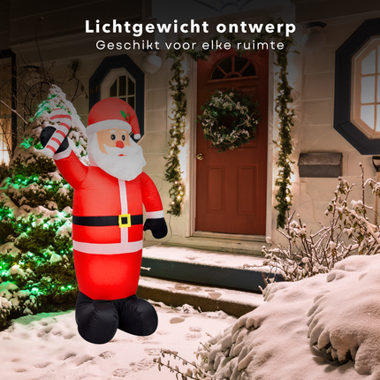 Cheqo® Opblaasbare Kerstman - Kerstman Opblaasbaar - Kerstversiering - 120 cm - LED Verlichting - Tuin Decoratie - Polyester