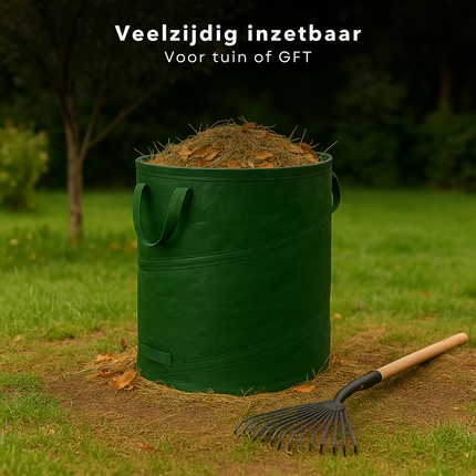 Cheqo® Opvouwbare XXL Tuinafvalzak -  Opvouwbare afvalzak - Afvalzakken - Prullenbak - Tuinzak - Wasmand - Tuinafval Zak - Bladzakken - Grote Zak met Hengsels - Duurzaam en Handig
