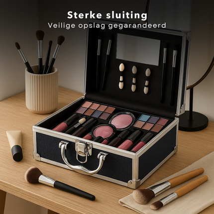 Cheqo® Make-Up Koffer - Complete Make Up Set voor Kinderen - Inclusief Oogschaduw en Nagellak