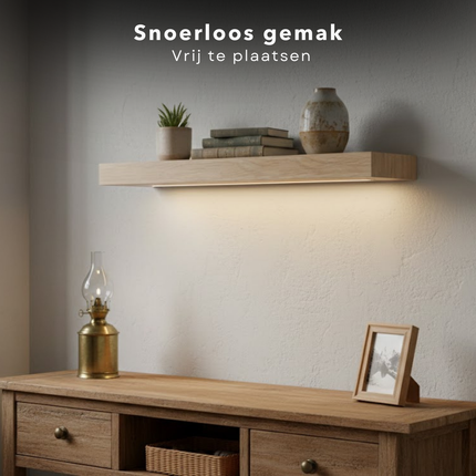 Cheqo® Wandplank met Led Verlichting - Wandplank met Verlichting - Wandplank Led - Wandplank Verlichting - Wandplank Bruin - Wandrek met Led Verlichting - Wandrek met Verlichting - Wandrek Bruin - Wandplank met Licht