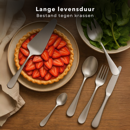 Cheqo® 75-Delige Bestekset - Roestvrij Staal Bestek - Vaatwasmachinebestendig - Hoogwaardig RVS - Glanzend Gepolijst - Compleet Bestekset - Bestek Voor 12 Personen - Stijlvolle Presentatie - Dagelijks Gebruik - Speciale Gelegenheden