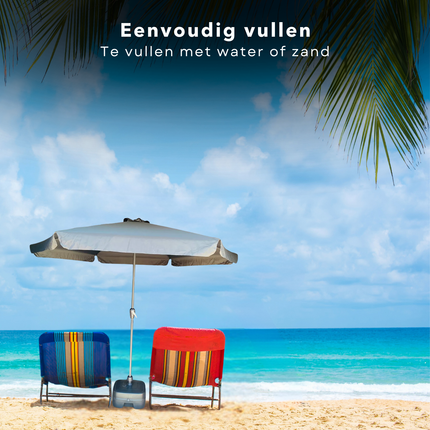 Cheqo® Parasolvoet Antraciet - Parasolhouder - Vulbaar - Verrijdbaar - 50L - Kunststof - Zware Basis