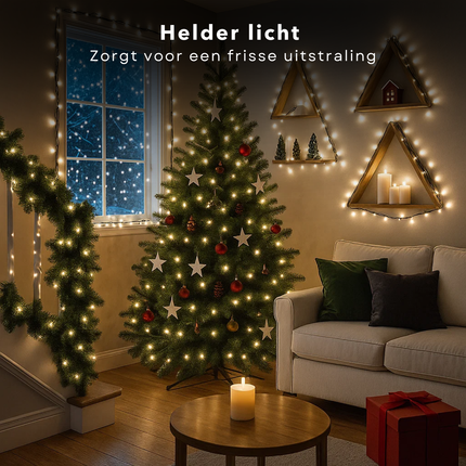 Cheqo® Kerstverlichting - Kerstlampjes - Kerstboomverlichting - 3000 LED - Wit Licht - Koelwit - Verlichte Lengte 3900 CM - Lichtfuncties - Automatische Timer - Binnen en Buiten - IP44 Adapter - Geheugenfunctie - Clusterverlichting