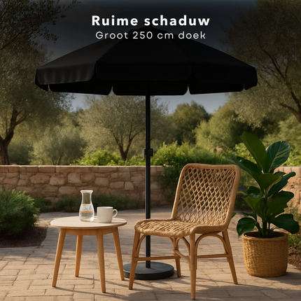 Cheqo® Tuinparasol Antraciet 250 cm - Parasol - Verstelbaar Aluminium Frame - Waterdicht Polyester