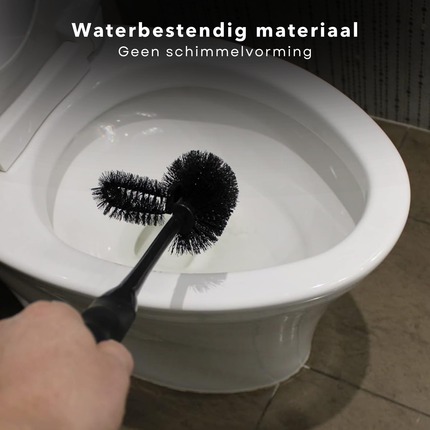 Cheqo® Luxe Toiletborstel Zwart - Randreiniger - WC Borstel - Kunststof - Hygiënisch